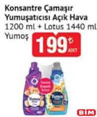 YUMOŞ KONSANTRE ÇAMAŞIR YUMUŞATICISI AÇIK HAVA 1200 ML + LOTUS 1440 ML